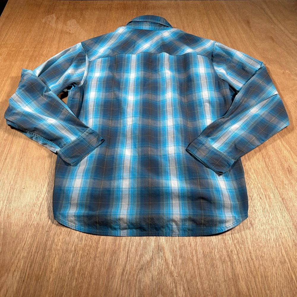 Columbia Plaid Button Down Mens Small Blue Grey Hiking Ventilated AM7050 Shirt - Picture 2 of 8